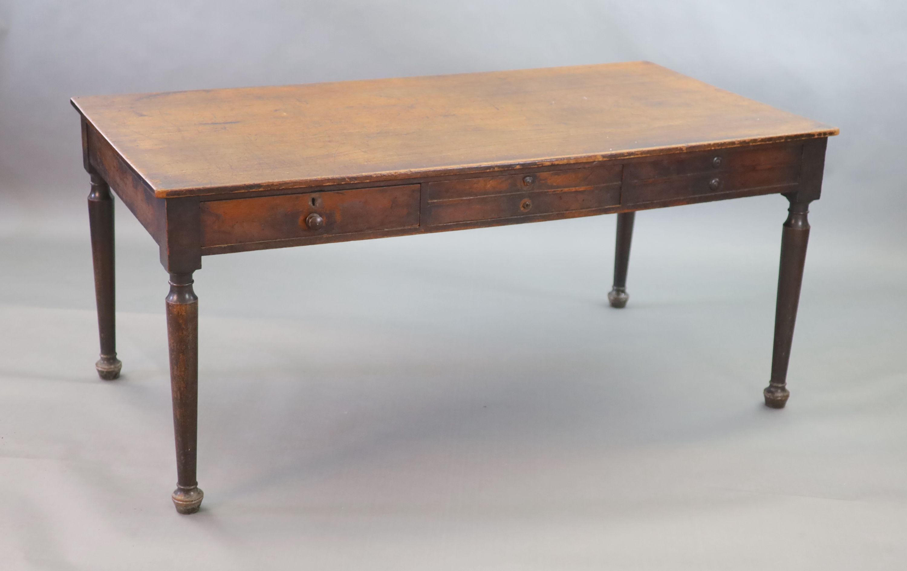 A late Victorian mahogany library table, W.168cm. D90cm H.75cm